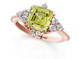 Rose gold Fancy Yellow Asscher Cut Brilliant Diamond with Cluster Setting on a Beaded Band and Four-Prong Setting_1
