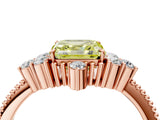 Rose gold Fancy Yellow Asscher Cut Brilliant Diamond with Cluster Setting on a Beaded Band and Four-Prong Setting_4