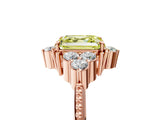 Rose gold Fancy Yellow Asscher Cut Brilliant Diamond with Cluster Setting on a Beaded Band and Four-Prong Setting_5