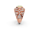 Rose gold Fancy Yellow Asscher Cut Brilliant Halo Pave Diamond Milgrain Ring_2