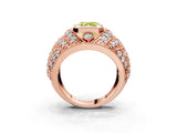 Rose gold Fancy Yellow Asscher Cut Brilliant Halo Pave Diamond Milgrain Ring_3