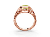 Rose gold Fancy Yellow Asscher Cut Brilliant Milgrain Filigree Diamond Ring with Square Prong Setting_3
