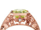 Rose gold Fancy Yellow Asscher Cut Brilliant Milgrain Filigree Diamond Ring with Square Prong Setting_4