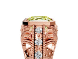 Rose gold Fancy Yellow Asscher Cut Brilliant Milgrain Filigree Diamond Ring with Square Prong Setting_5