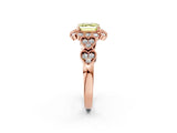 Rose gold Fancy Yellow Asscher Cut Brilliant Milgrain Pave Heart Band Solitaire Ring_2