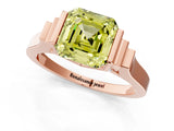 Rose gold Fancy Yellow Asscher Cut Brilliant Solitaire Diamond Ring with Channel Set Band and Bar Prong Setting_1