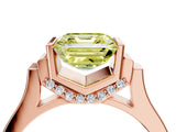 Rose gold Fancy Yellow Asscher Cut Brilliant Solitaire Diamond Ring with Channel Set Band and Bar Prong Setting_4