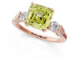 Rose gold Fancy Yellow Asscher Cut Brilliant Three-Stone Pave Band with Four-Prong Setting_1