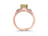 Rose gold Fancy Yellow Asscher Cut Brilliant Three-Stone Pave Band with Four-Prong Setting_3