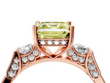 Rose gold Fancy Yellow Asscher Cut Brilliant Three-Stone Pave Band with Four-Prong Setting_4