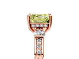 Rose gold Fancy Yellow Asscher Cut Brilliant Three-Stone Pave Band with Four-Prong Setting_5