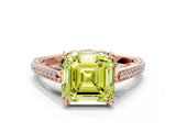 Rose gold Fancy Yellow Asscher  Cut Cathedral Pave Diamond Engagement Ring with Six-Prong Setting_32