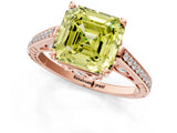 Rose gold Fancy Yellow Asscher  Cut Cathedral Pave Diamond Engagement Ring with Six-Prong Setting_33