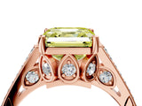 Rose gold Fancy Yellow Asscher  Cut Cathedral Pave Diamond Engagement Ring with Six-Prong Setting_36