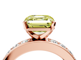 Rose gold Fancy Yellow Asscher  Cut Channel Set Diamond Engagement Ring with Four-Prong Setting_4