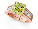 Rose gold Fancy Yellow Asscher Cut Cut Channel Set Solitaire Ring with Four-Prong Setting_1
