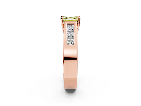 Rose Gold Asscher Cut Engagement Ring Setting for Fancy Yellow Center with Channel-Set Shoulders