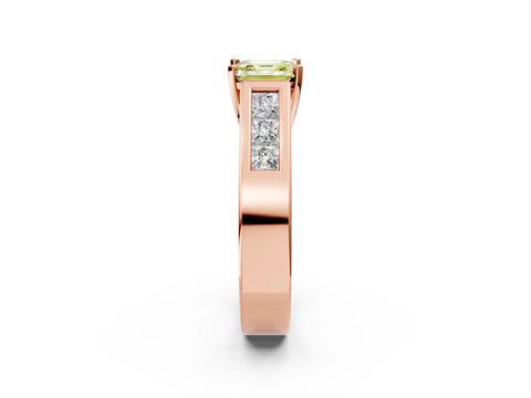 Rose gold Fancy Yellow Asscher Cut Cut Channel Set Solitaire Ring with Four-Prong Setting_2