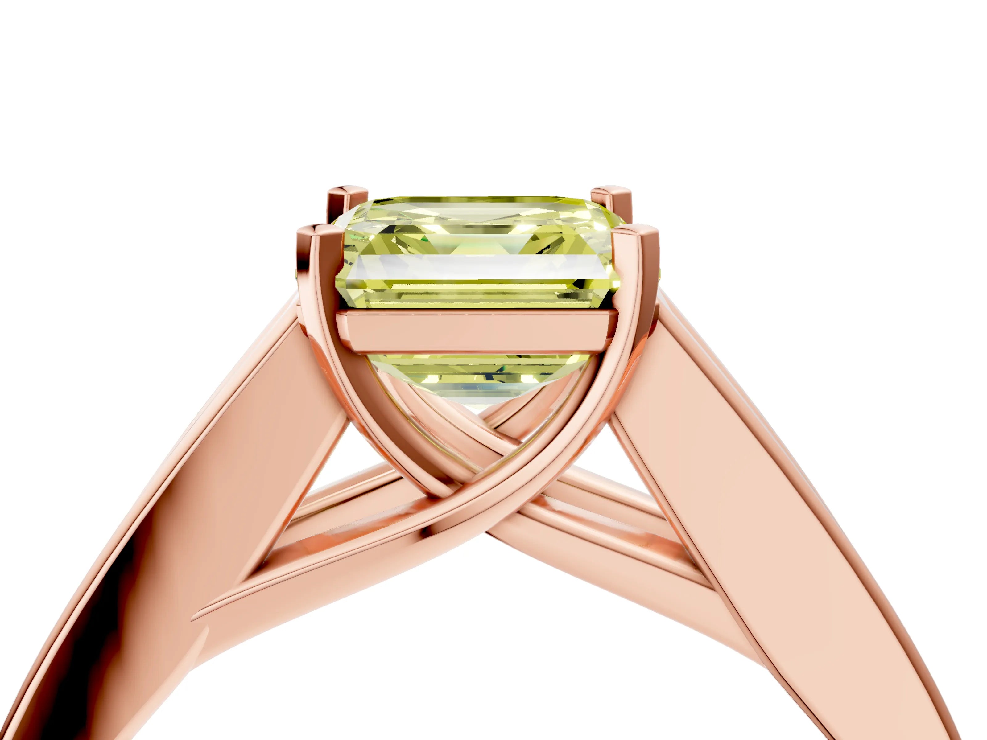 Rose gold Fancy Yellow Asscher Cut Cut Channel Set Solitaire Ring with Four-Prong Setting_4