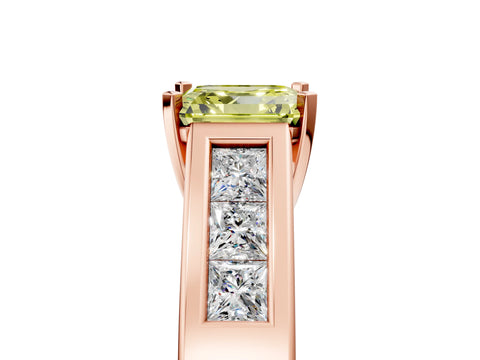 Rose gold Fancy Yellow Asscher Cut Cut Channel Set Solitaire Ring with Four-Prong Setting_5