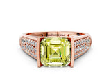 Rose gold Fancy Yellow Asscher Cut Cut Diamond Channel Set Pave Band with Tension Prong Setting