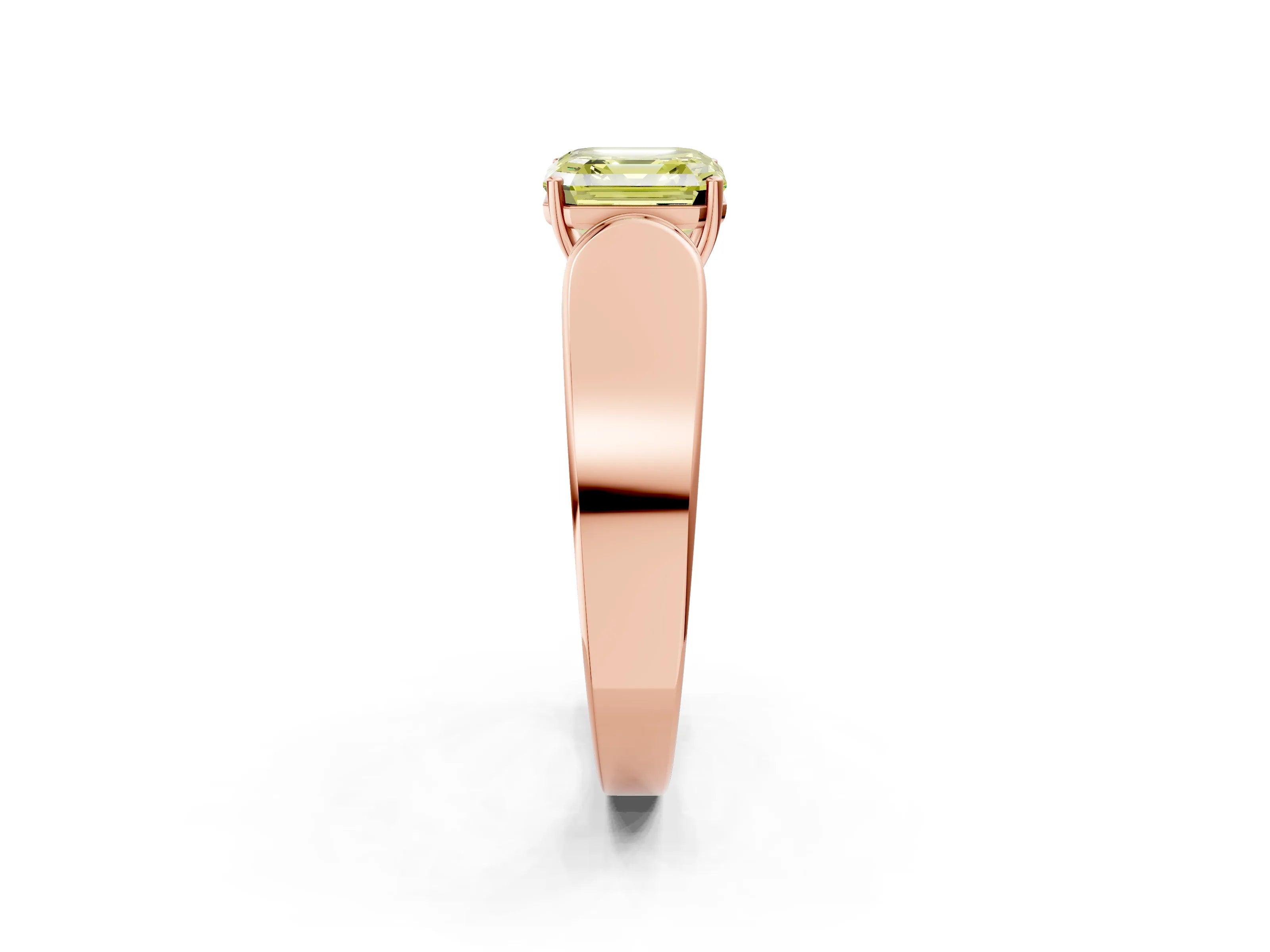 Rose gold Fancy Yellow Asscher Cut Cut Diamond Channel Set Solitaire Ring with Four-Prong Setting_2