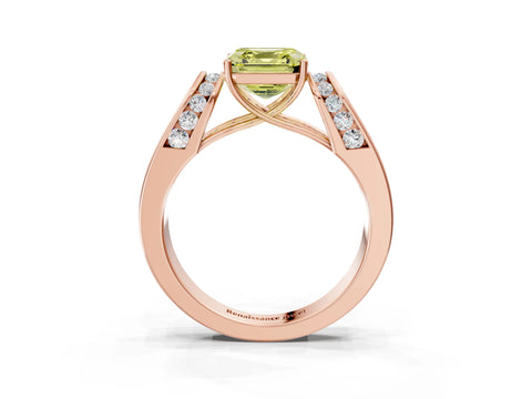 Rose gold Fancy Yellow Asscher Cut Cut Diamond Channel Set Solitaire Ring with Four-Prong Setting_3