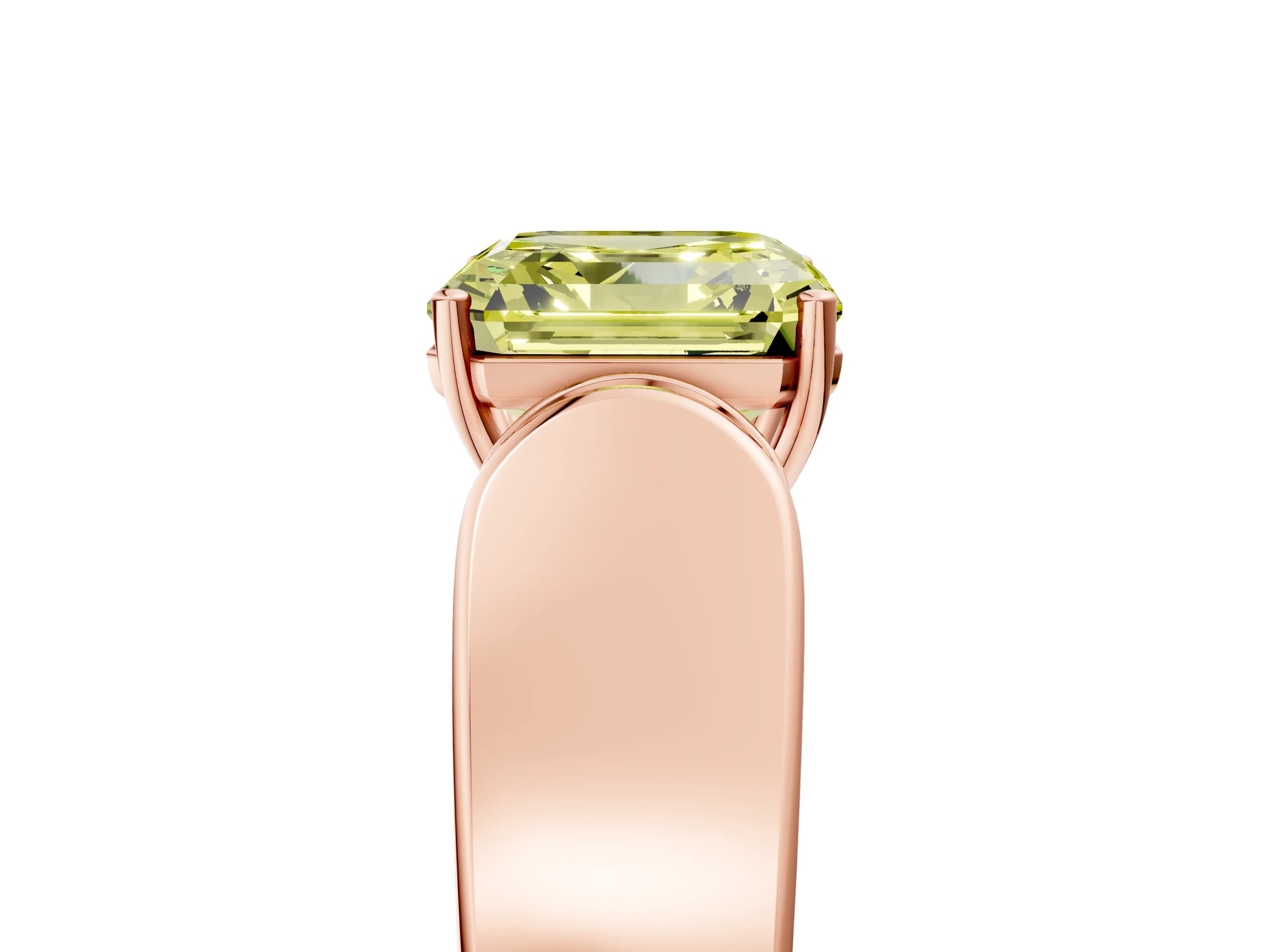 Rose gold Fancy Yellow Asscher Cut Cut Diamond Channel Set Solitaire Ring with Four-Prong Setting_5