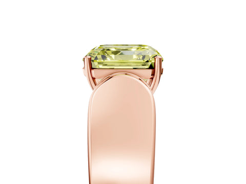 Rose gold Fancy Yellow Asscher Cut Cut Diamond Channel Set Solitaire Ring with Four-Prong Setting_5