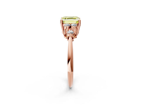 Rose gold Fancy Yellow Asscher Cut Cut Diamond Cluster Ring with Solitaire Band and Four-Prong Setting_2