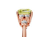 Rose gold Fancy Yellow Asscher Cut Cut Diamond Cluster Ring with Solitaire Band and Four-Prong Setting_5