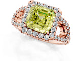 Rose gold Fancy Yellow Asscher Cut Cut Diamond Halo Engagement Ring with Open Split Pavé Band_1