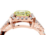 Rose gold Fancy Yellow Asscher Cut Cut Diamond Halo Engagement Ring with Open Split Pavé Band_4