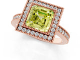 Rose gold Fancy Yellow Asscher Cut-Cut Diamond Halo Engagement Ring with Pave Band and Prong Setting_1