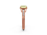 Rose gold Fancy Yellow Asscher Cut Cut Diamond Milgrain Pave Band Four-Prong Setting Ring_5
