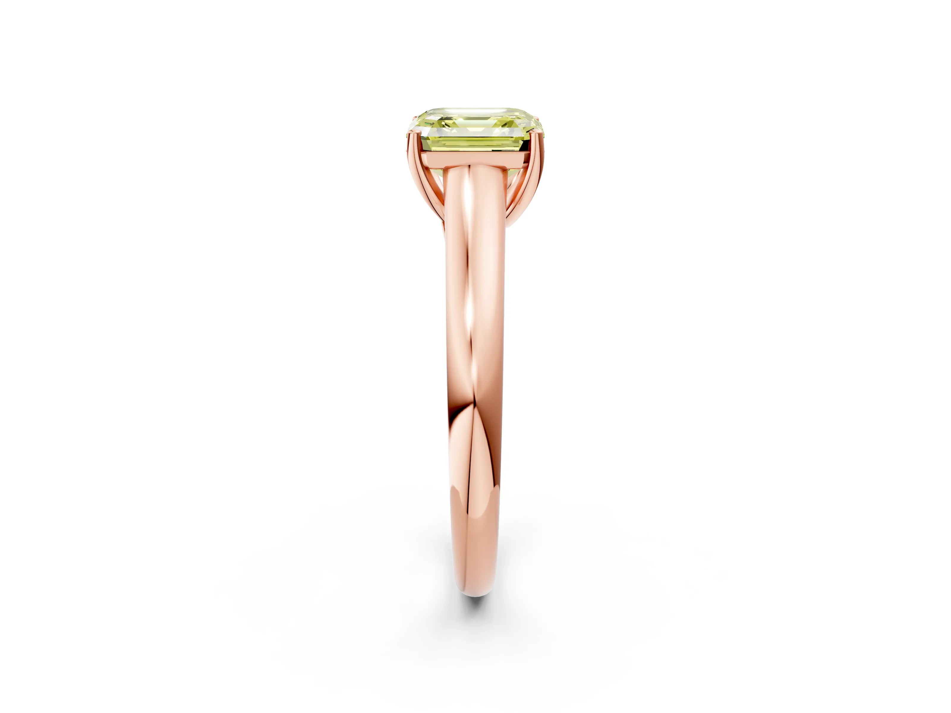 Rose gold Fancy Yellow Asscher Cut Cut Diamond Solitaire Engagement Ring with Tapered Plain Band and Four-Prong Setting_2