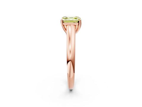 Rose gold Fancy Yellow Asscher Cut Cut Diamond Solitaire Engagement Ring with Tapered Plain Band and Four-Prong Setting_2
