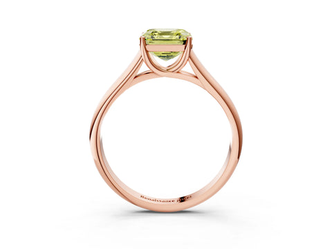 Rose gold Fancy Yellow Asscher Cut Cut Diamond Solitaire Engagement Ring with Tapered Plain Band and Four-Prong Setting_3