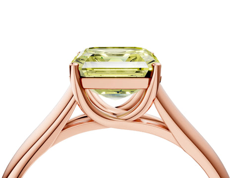 Rose gold Fancy Yellow Asscher Cut Cut Diamond Solitaire Engagement Ring with Tapered Plain Band and Four-Prong Setting_4