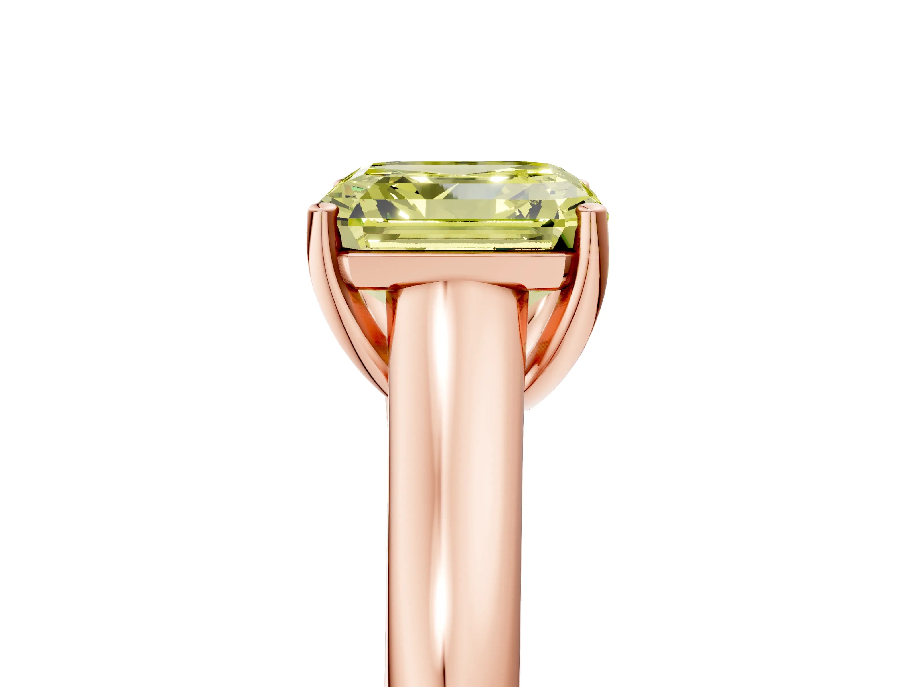 Rose gold Fancy Yellow Asscher Cut Cut Diamond Solitaire Engagement Ring with Tapered Plain Band and Four-Prong Setting_5