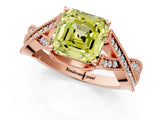 Rose gold Fancy Yellow Asscher Cut Cut Diamond Twisted Band with Milgrain Pave Setting and Four-Prong Setting_1