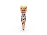 Rose gold Fancy Yellow Asscher Cut Cut Diamond Twisted Band with Milgrain Pave Setting and Four-Prong Setting_2