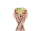 Rose gold Fancy Yellow Asscher Cut Cut Diamond Twisted Band with Milgrain Pave Setting and Four-Prong Setting_5