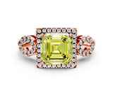 Rose gold Fancy Yellow Asscher Cut Cut Halo Diamond Infinity Band with Four-Prong Setting