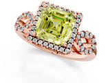 Rose gold Fancy Yellow Asscher Cut Cut Halo Diamond Infinity Band with Four-Prong Setting_1