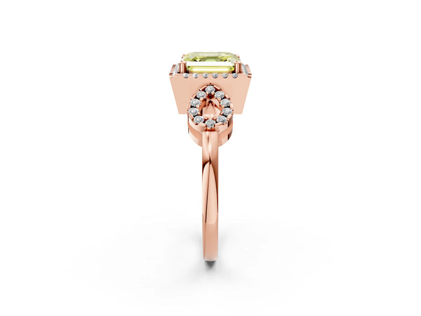 Rose Gold Asscher Cut Pave Infinity Halo Engagement Ring Setting for Fancy Yellow Center