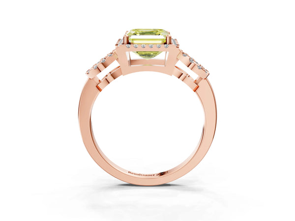 Rose Gold Asscher Cut Pave Infinity Halo Engagement Ring Setting for Fancy Yellow Center