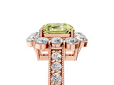 Rose gold Fancy Yellow Asscher Cut Cut Halo Diamond Pavé Engagement Ring with Milgrain Detailing_5