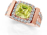 Rose gold Fancy Yellow Asscher Cut Cut Halo Split Shank Prong Set Ring_13
