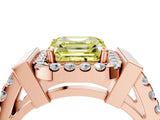 Rose gold Fancy Yellow Asscher Cut Cut Halo Split Shank Prong Set Ring_16
